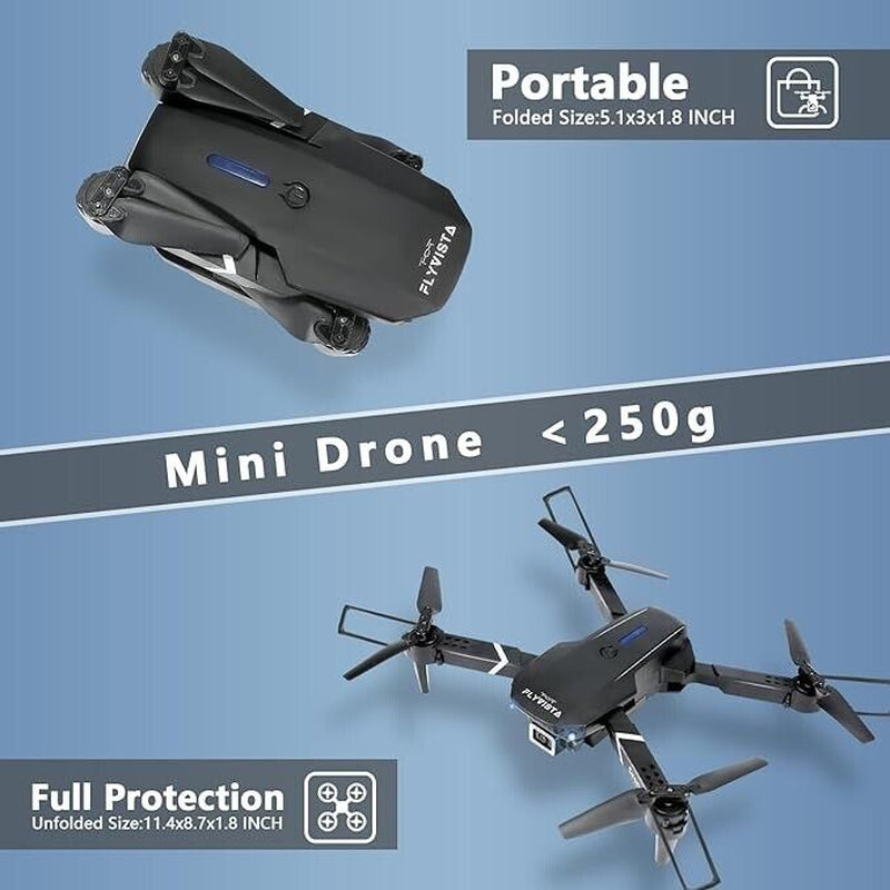 Mini Drone with Camera HD 1080P Foldable Quadcopter with 1 Battery - Black