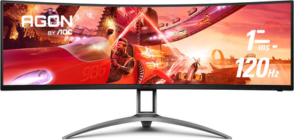 AGON Curved Gaming Monitor 49" (AG493UCX), Dual QHD 5120X1440 @ 120Hz, VA Panel, 1Ms 120Hz Adaptive-Sync, 121% Srgb, Height Adjustable, 4-Yr Zero Dead Pixels Manufacturer Guarantee