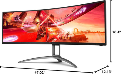 AGON Curved Gaming Monitor 49" (AG493UCX), Dual QHD 5120X1440 @ 120Hz, VA Panel, 1Ms 120Hz Adaptive-Sync, 121% Srgb, Height Adjustable, 4-Yr Zero Dead Pixels Manufacturer Guarantee