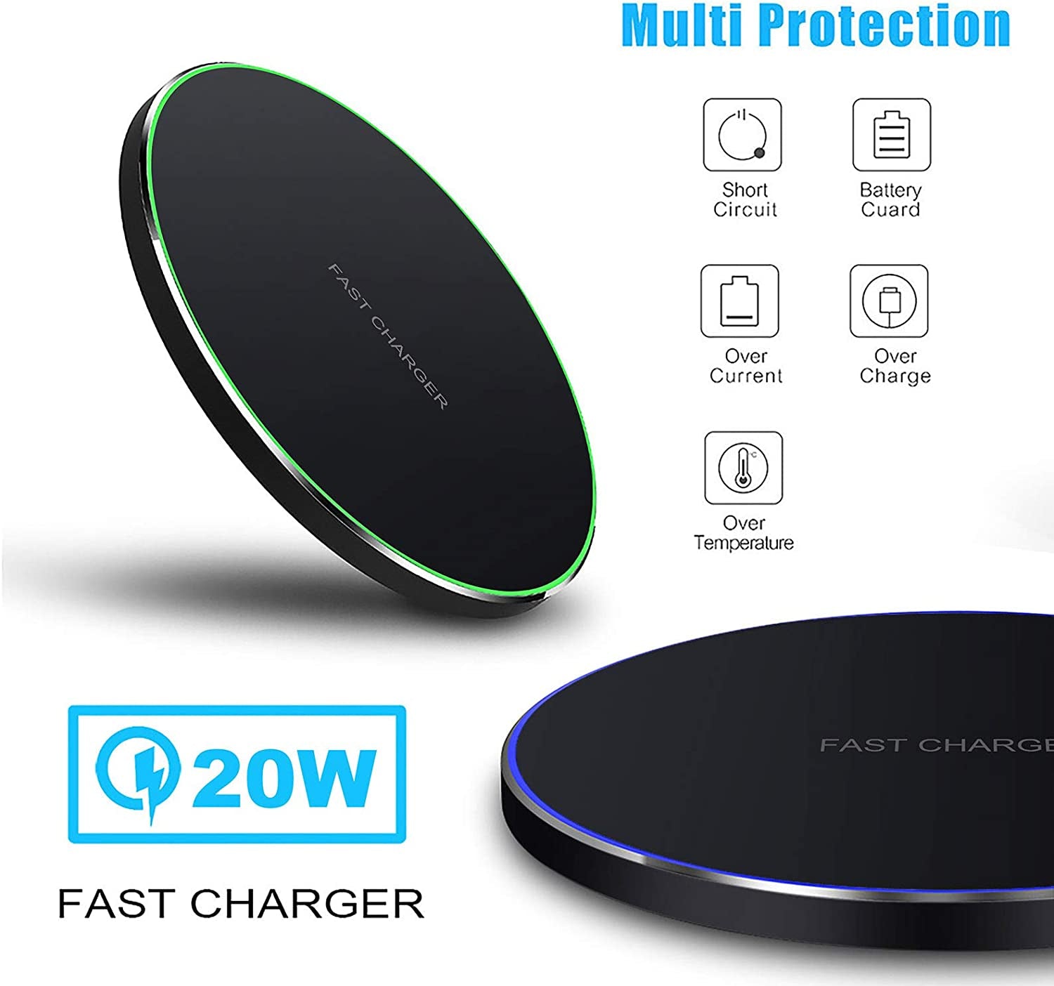 Fast Wireless Charger,20W Max Wireless Charging Pad Compatible with Iphone 14/15/13/12/SE/11/11 Pro/Xs Max/Xr/X/8,Airpods; Wireless Charge Mat for Samsung Galaxy S23/S22/Note,Pixel/Lg G8 7